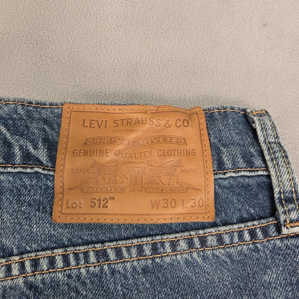 Levi's‎ 512 Jeans Mens 30x30 Blue Denim Slim Taper Premium Selvedge Distressed